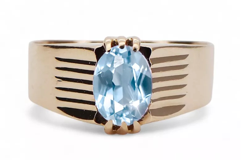 Originálny produkt Vintage 14k s ružovým zlatým Aquamarine Ring vintage šperky VRC007R